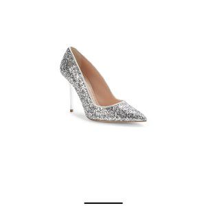 John Galliano Silver Metallic Glitter Heels/pumps Sz: 41 EU - 11 US
